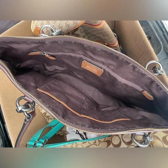 Coach Burgundy and Brown Tote Bag - Picture 9 of 12